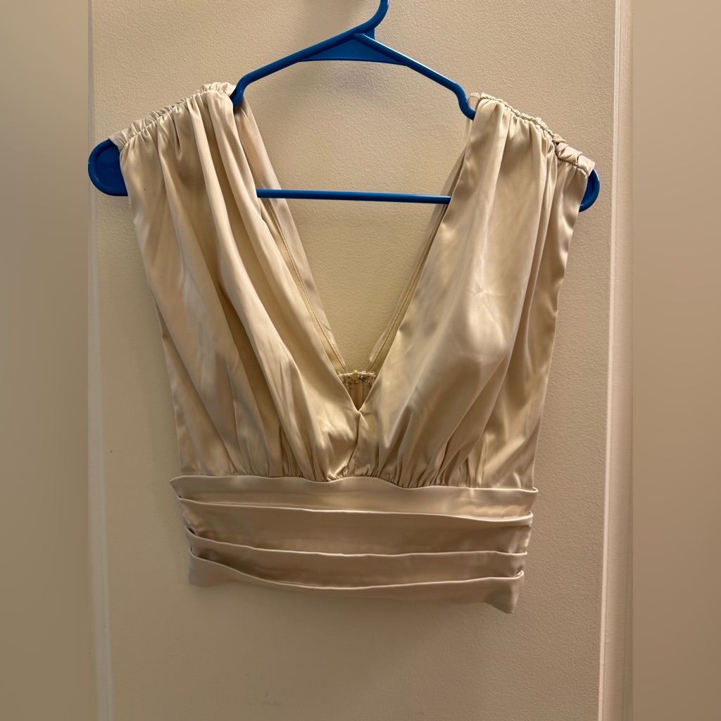 Fashion Nova Cream Satin Top